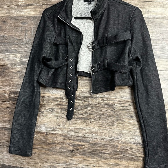 Julia by Love J Chic Black Utility Cropped Zip Jacket for Women - Picture 5 of 8